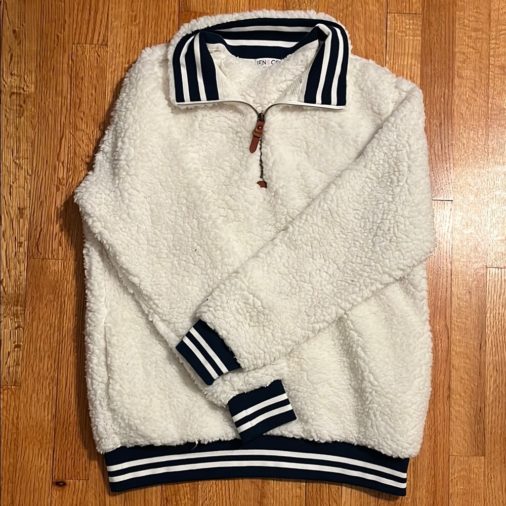 Women’s White Sherpa Quarter Zip Sweater